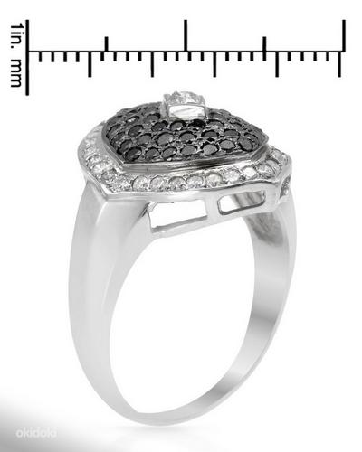 Kullast sõrmus 1,0 ct mustade ja valgete teemantidega. UUS! (foto #2)