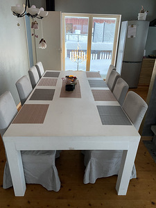 Massiivne täispuidust valge söögilaud 250x120cm (3 foto / 3)