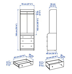 Шкаф IKEA HAUGA с ящиками и штангой для одежды (2 фото из 2)