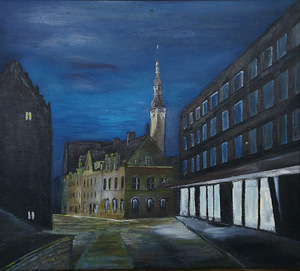 Õlimaal lõuendil 38 x 34 cm Õhtuse Tallinna seeriast (1 foto / 2)