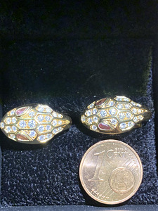 Serpenti Seduttori earrings in rose gold with rubellite eyes (4 foto / 10)