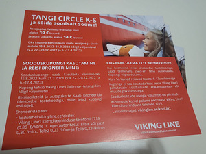 Viking Line soodus kaart reisile Soome koos autoga (2 foto / 2)