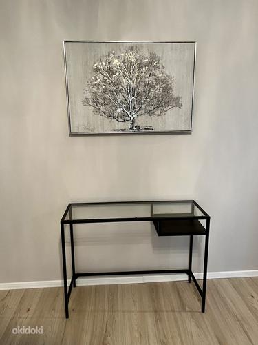 Черный металлический стол со стеклом (фото #1)