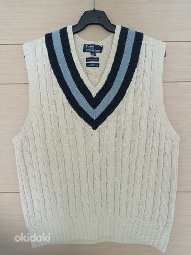 Vintage Polo Ralph Lauren Hand Knit Cable Sweater Vest (foto #1)
