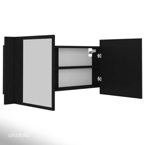 Зеркальный шкаф vidaXL LED черный 100x12x45 см, акрил (фото #4)