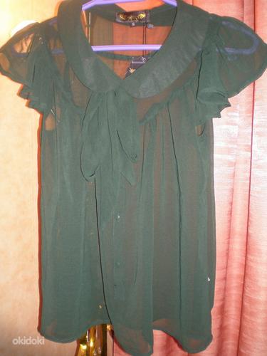 Зеленая праздничная прозрачная блузка S, новая с бирками (фото #2)