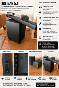 JBL Bar 5.1 Soundbar + Subwoofer + Wireless Speakers (1 foto / 3)