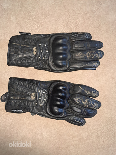 Широкие женские кожаные мотоперчатки 7 1/2 или S+ (фото #1)