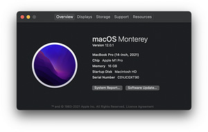 MacBook Pro 14, 2021, M1 Pro (10CPU, 16GPU), 16 GB RAM, 1 TB (2 foto / 2)