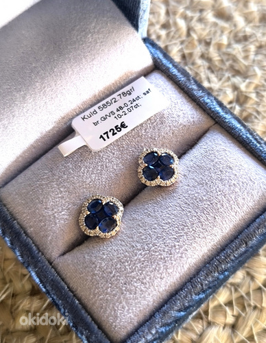 Роскошные серьги с сапфирами 2,07 ct и бриллиантами