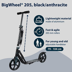 HUDORA BigWheel® 205, must/antratsiit (3 foto / 4)