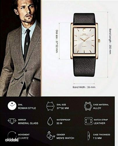 Ультра-тонкие 7 мм часы. Бизнес стиль с чёрным и белым (фото #2)