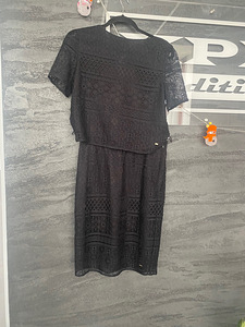 Красивый черный кружевной комплект Tommy Hilfiger, топ+юбка