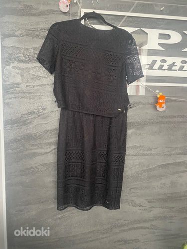 Красивый черный кружевной комплект Tommy Hilfiger, топ+юбка (фото #1)
