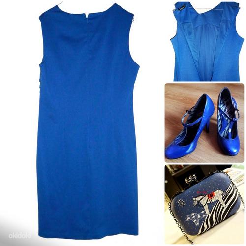 Элегантное ярко-синее плотное платье-стрейч, 44-46-XL-UK16 (фото #3)