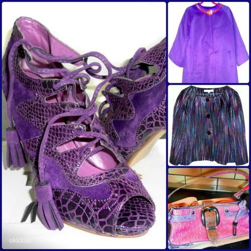 Эффектные сливово-лиловые туфли замш-кожа, 38, новые (фото #2)