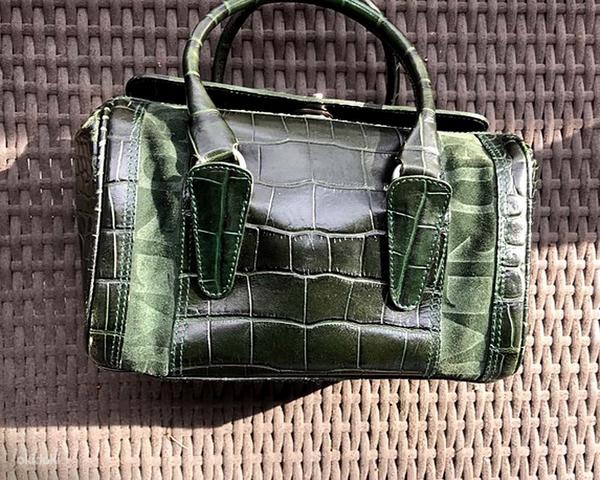 Furla зеленая сумочка натуральная кожа замша (фото #6)
