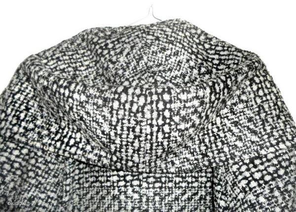 Эффектное бело-серо-черное пальто с капюшоном, XL-2XL-Ru54 (фото #7)