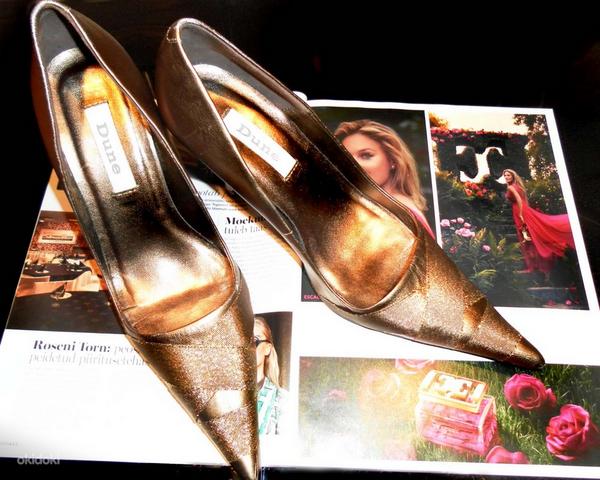 Dune нарядные кожаные бронзово-золотистые туфли, р. 39 (фото #3)