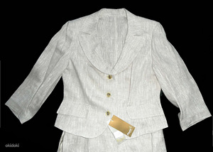 Элегантный льняной костюм-пиджак и юбка, 40-L-XL, новый