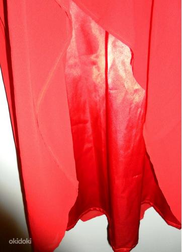 Ярко-красное шифоновое длинное вечернее платье, 40- 42-UK14 (фото #10)