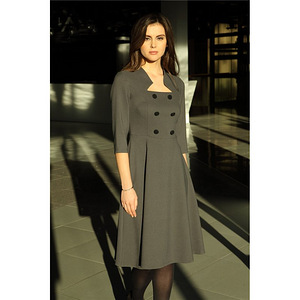 Оливковое плотное платье с красивым декольте, XL-2XL, новое (5 фото из 5)