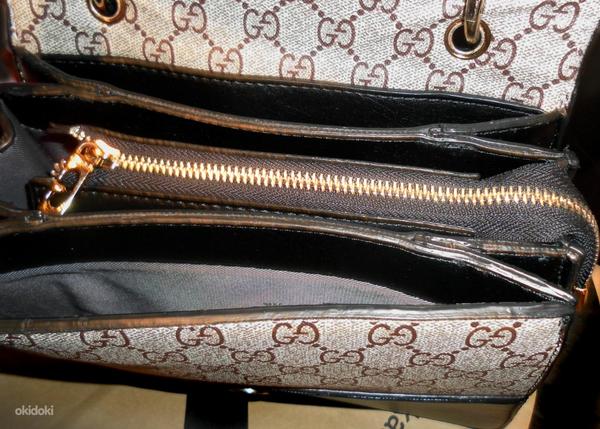 Gucci черно-бежевая сумочка с пчелой в руку-на плечо (фото #4)