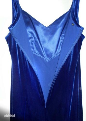 Эффектное бархатное ярко-синее длинное платье, 42-46-XL-2XL (фото #4)