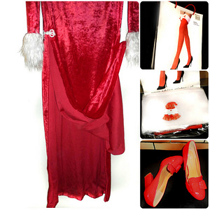 Miss Santa komplekt -punane karvaga sametikleit+sukad, S-M (3 foto / 3)