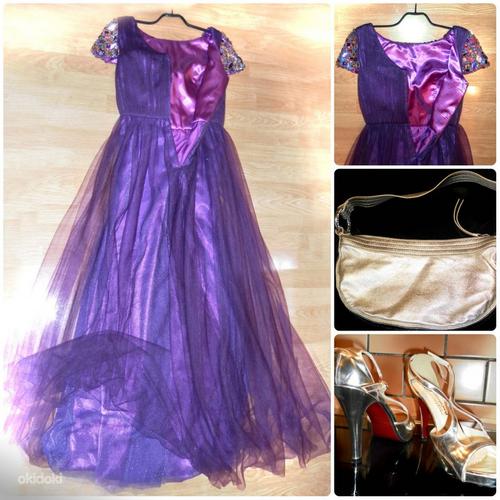 Роскошное лиловое бальное платье со стразами, S-M-36-38 (фото #3)