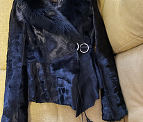 Кожаная куртка с воротником из песца (кожа, куртка, песец)