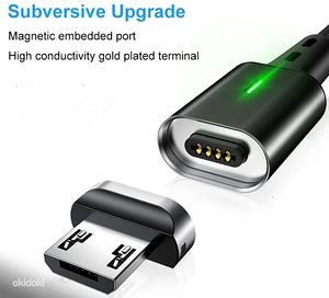 USB-mikro-USB-kaabel. Magnetiga ja rohelise tulega (1 foto / 3)