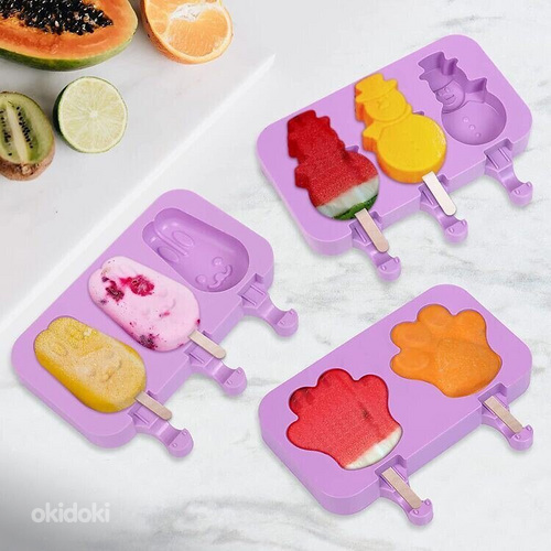Силиконовые формы для мороженого с крышками 3 шт + палочки + (фото #1)