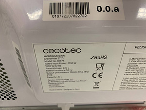 LOT! Mikrolaineahi CECOTEC Grandheat 3120 20l 700W (4 foto / 9)