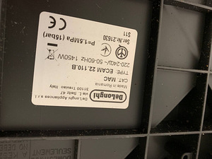 LOT! Kohvimasin DELONGHI ECAM22.110B 1450 W 15 Bar (2 foto / 10)