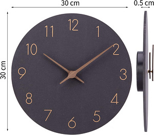 LOT! UUS ACCSHINE puidust vaikne seinakell, 30cm, must (6 foto / 7)