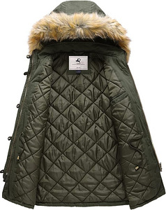 Uoiuxc naiste talvemantel, tuulekindel parka, roheline XL (6 foto / 7)
