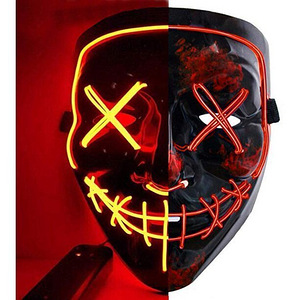 Halloween Purge mask LED 4 valgusrežiimiga, punased triibud (1 foto / 5)