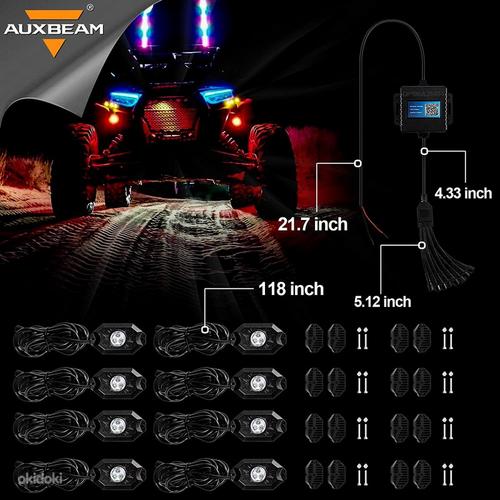 8 Pods RGB LED Rock Lights with Bluetooth Controller (uus) (foto #3)