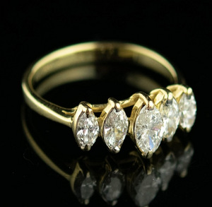 Sõrmus, 14K kuld 5briljandiga=1.2ct (1 foto / 3)