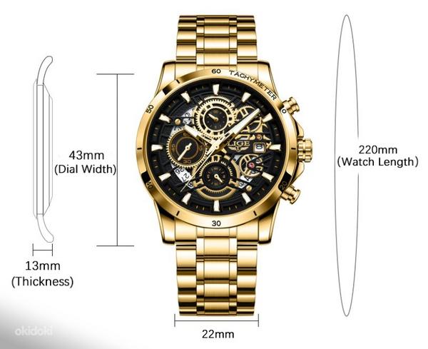Классические мужские часы LIGE - Gold Edition (фото #4)