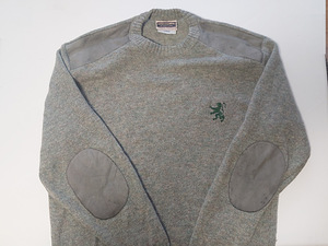 Sweater Glenhusky of Scotland 100% Wool Leather Patch L (8 foto / 8)