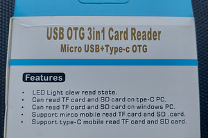USB OTG 3in1 Card Reader Micro USB+Type-C (4 foto / 4)