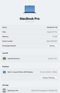 MacBook Pro 14" 2021 M1 PRO 1TB (4 foto / 5)