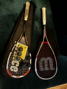 Squash reket Wilson pro ja Prince airstick 140+pallid+kott