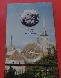 Eesti meenemünt (hõbe) 100 krooni 1992 pääsuke + infoleht
