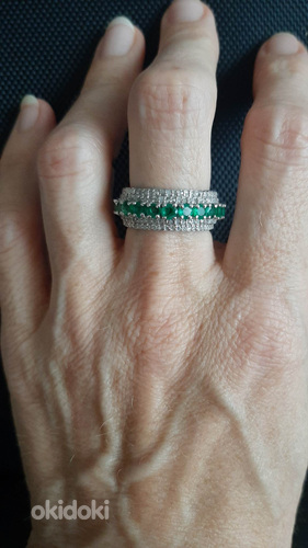 Серебряное кольцо с изумрудами и бриллиантами (микро) (фото #7)
