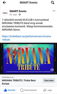 2 PILETIT NIRVANA TRIBUTE KONTSERDILE TALLINNAS 07.10.23. (1 foto / 1)