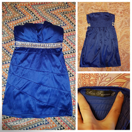 Ярко-синее праздничное платье S/M (фото #6)