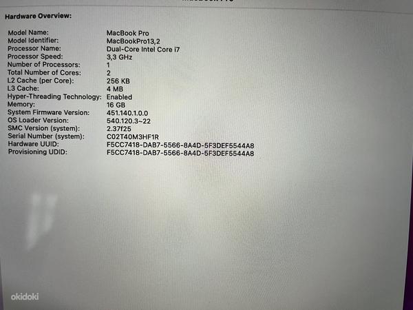 Macbook pro 13 TB i7 A1706 ENG/RUS (foto #2)
